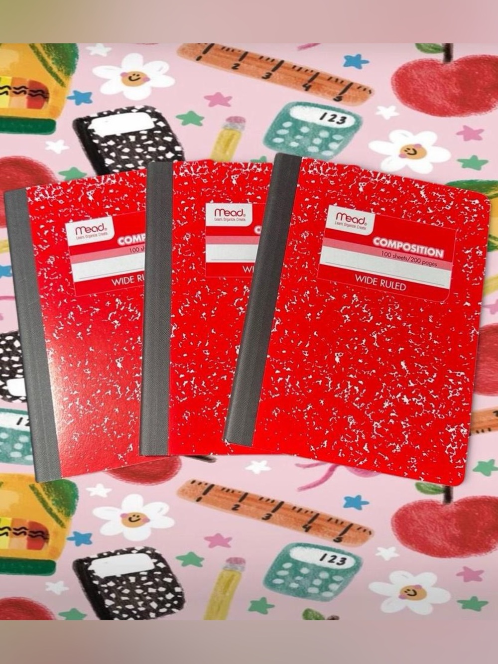 Red Composition Notebook - Wide Ruled 3 pack